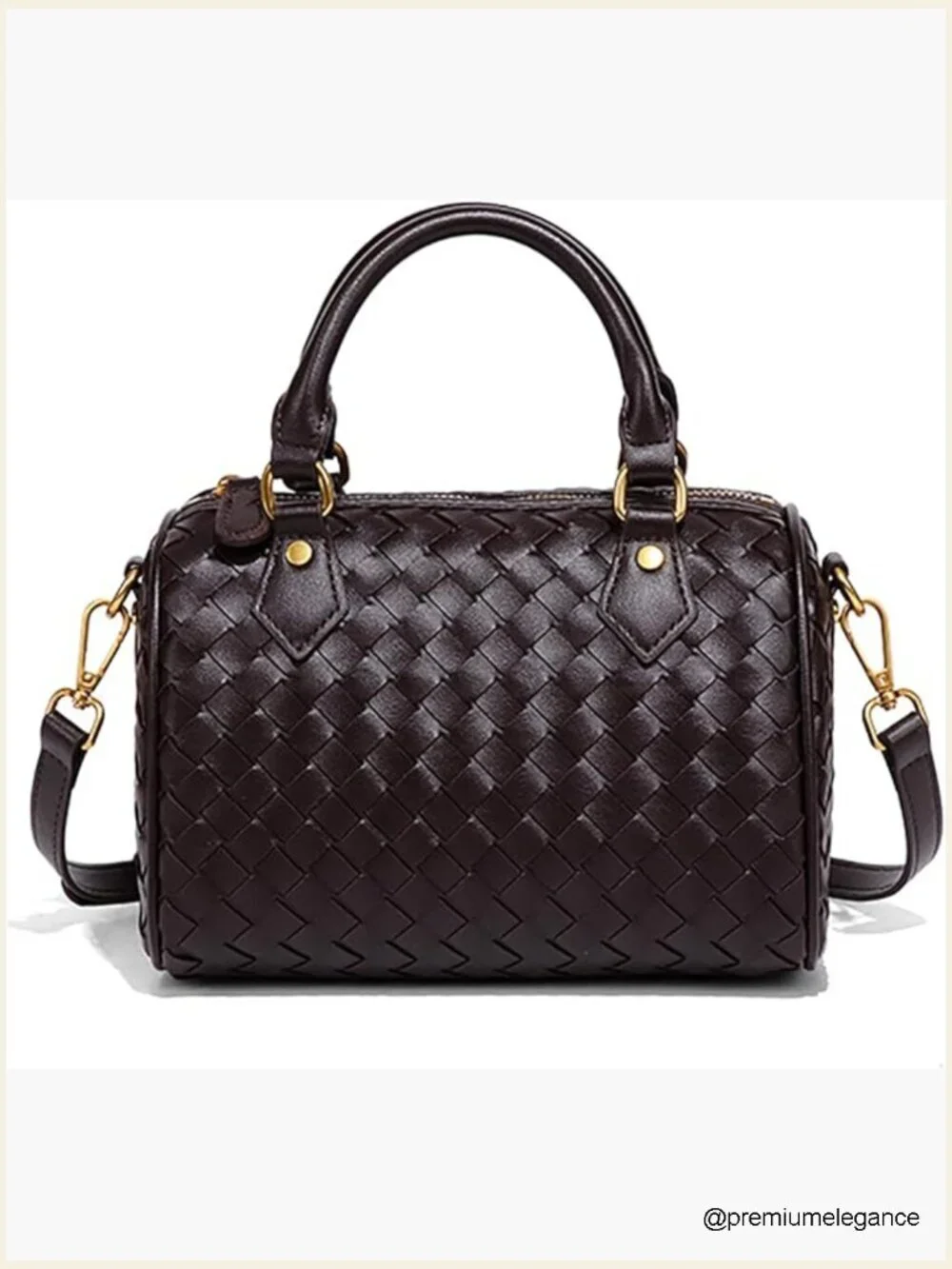 Woven Leather Satchel Bag Crossbody Top Handle Purse